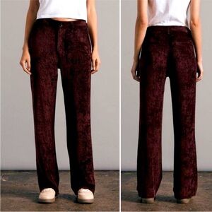 RAG & BONE Ellie Corduroy Pants Burgundy Straight Leg High Rise Relaxed 29